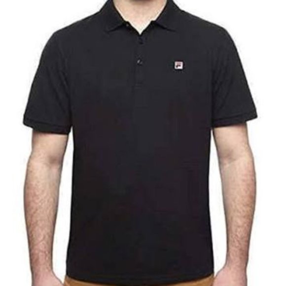 LAST CALL!! Fila Pima Cotton Black Button Up Polo - Picture 1 of 5